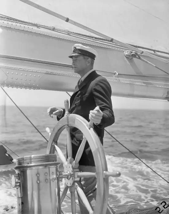 Framed Print : Harold S. Vanderbilt at Yacht Wheel Framed Print : Harold S. Vanderbilt at Yacht Wheel