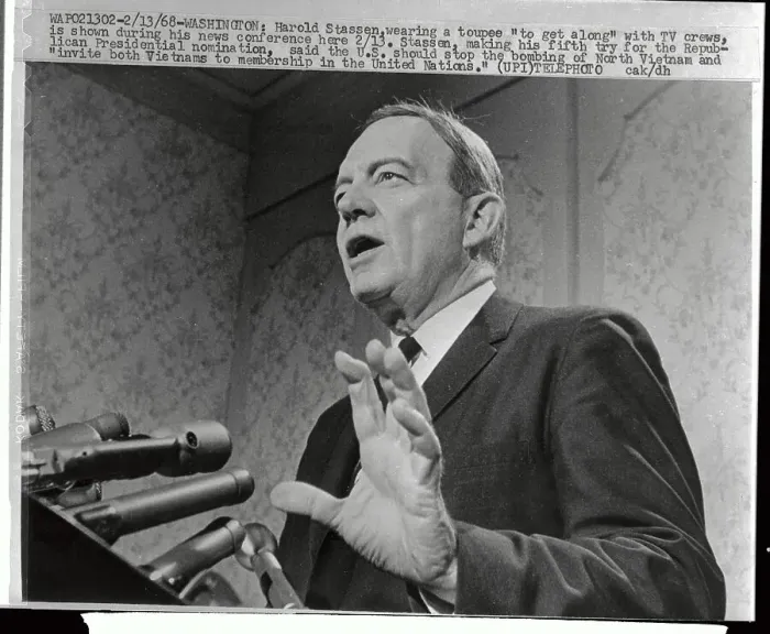 Framed Print : Harold Stassen Speaking at Microphones Framed Print : Harold Stassen Speaking at Microphones