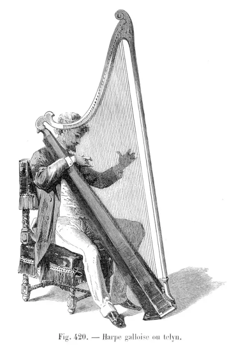 Framed Print : Harp engraving 1885 Framed Print : Harp engraving 1885