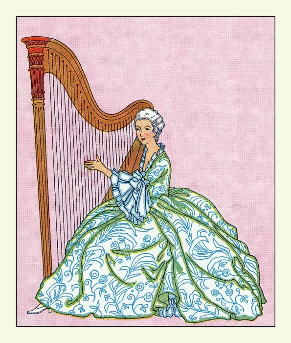 Framed Print : Harpist. Illustrated page from 'Nursery Friends Framed Print : Harpist. Illustrated page from 'Nursery Friends