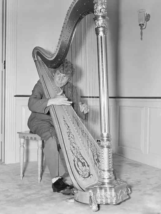Framed Print : Harpo Marx Caresses His $12, 000 Harp Framed Print : Harpo Marx Caresses His $12, 000 Harp