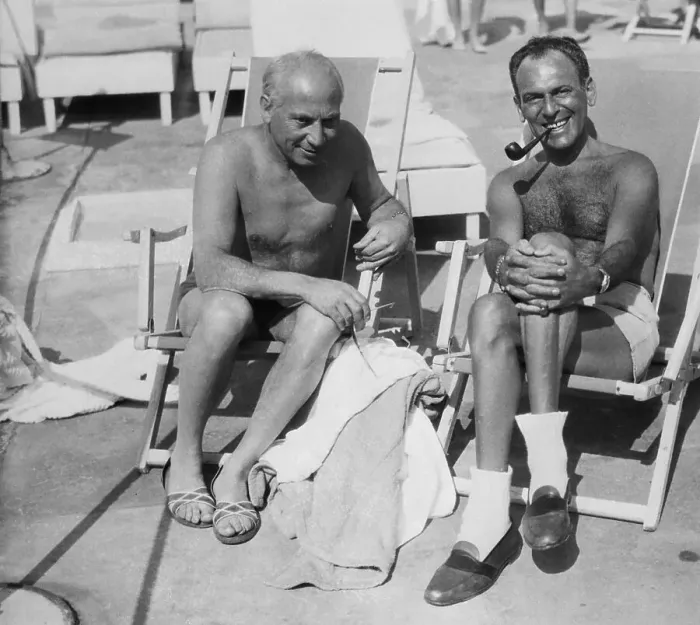 Framed Print : Harpo Marx and Moss Hart Relax on Beach Framed Print : Harpo Marx and Moss Hart Relax on Beach