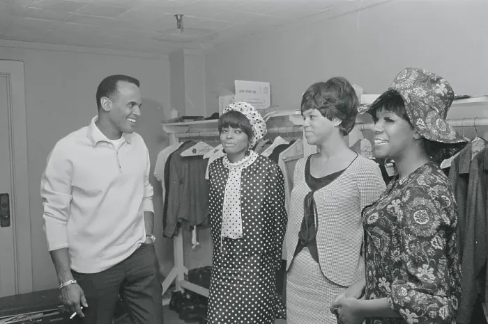 Framed Print : Harry Belafonte Chatting with the Supremes Framed Print : Harry Belafonte Chatting with the Supremes