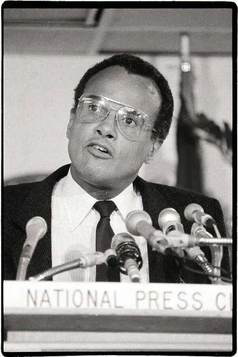 Framed Print : Harry Belafonte Speaking at Press Conference