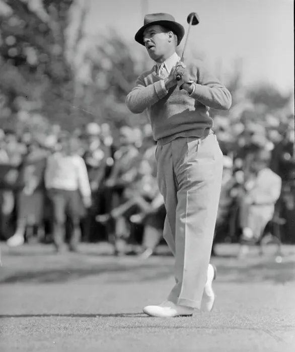 Framed Print : Harry Cooper Taking a Swing with Golf Club Framed Print : Harry Cooper Taking a Swing with Golf Club