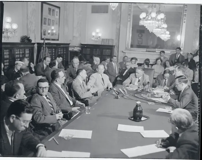 Framed Print : Harry Gold Testifying at a Hearing