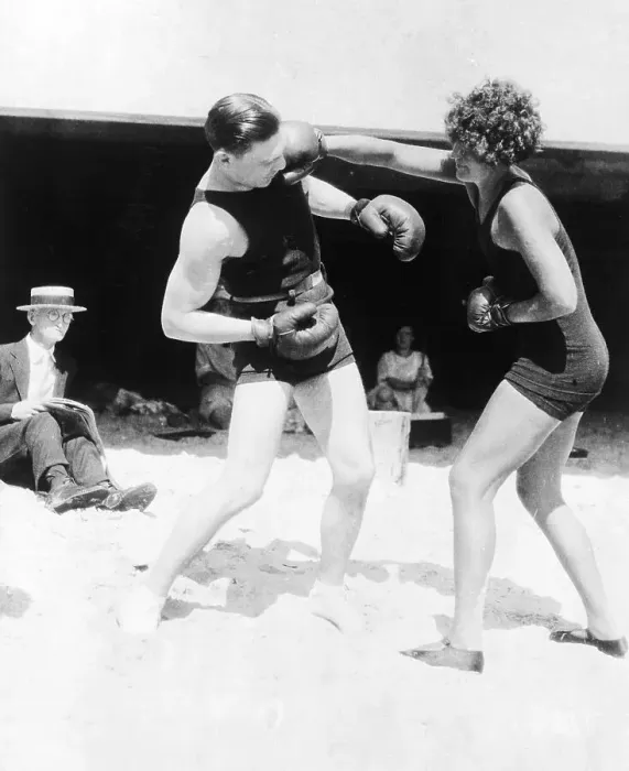 Framed Print : Harry Greb and Woman Box On The Beach Framed Print : Harry Greb and Woman Box On The Beach