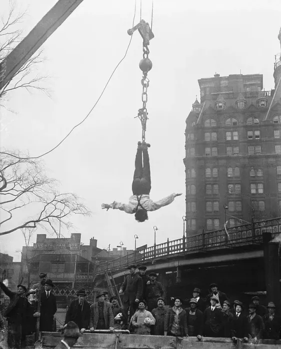 Framed Print : Harry Houdini Hanging Upside Down Framed Print : Harry Houdini Hanging Upside Down