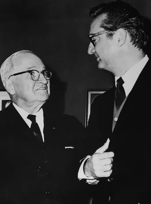 Framed Print : Harry S. Truman Conversing with Comedian Steve Allen Framed Print : Harry S. Truman Conversing with Comedian Steve Allen