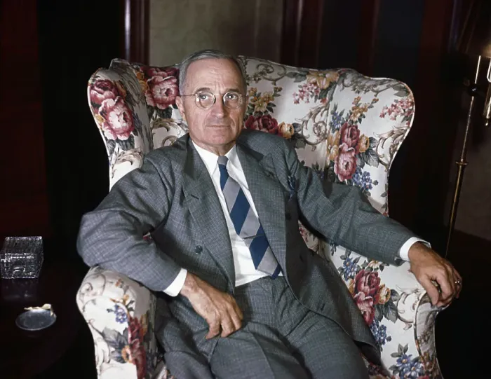 Framed Print : Harry S. Truman In Floral Armchair Framed Print : Harry S. Truman In Floral Armchair