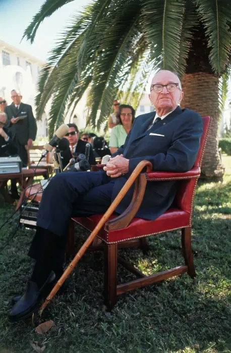 Framed Print : Harry S. Truman Sitting Outside with Press Framed Print : Harry S. Truman Sitting Outside with Press