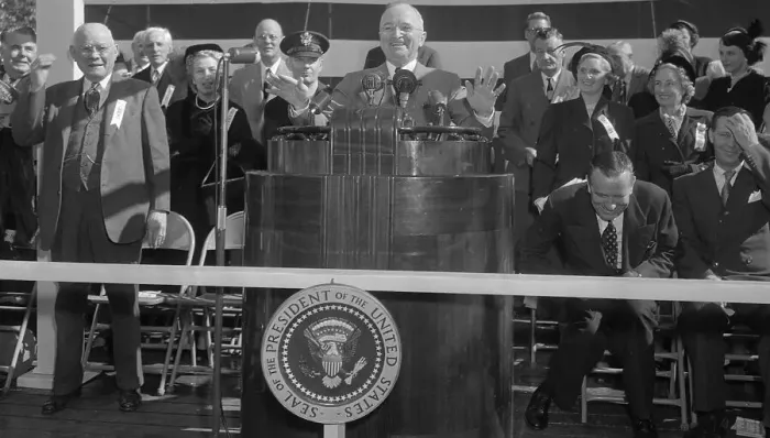 Framed Print : Harry S. Truman Speaking at Podium Framed Print : Harry S. Truman Speaking at Podium