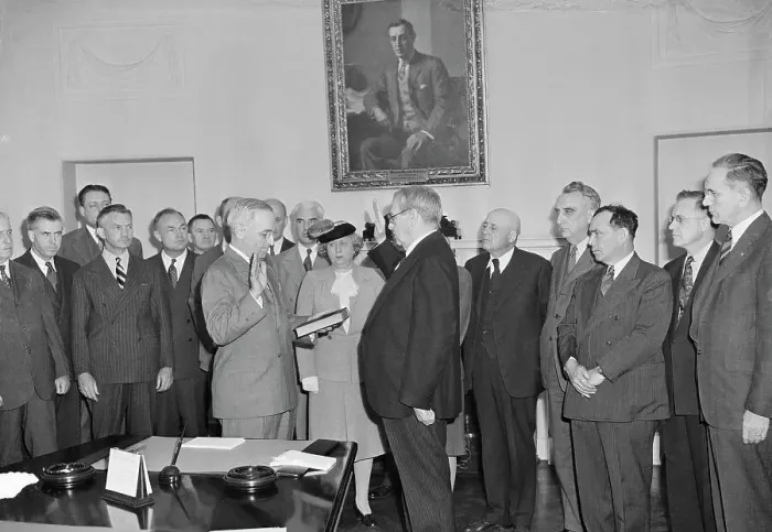 Framed Print : Harry S. Truman Taking Oath Framed Print : Harry S. Truman Taking Oath