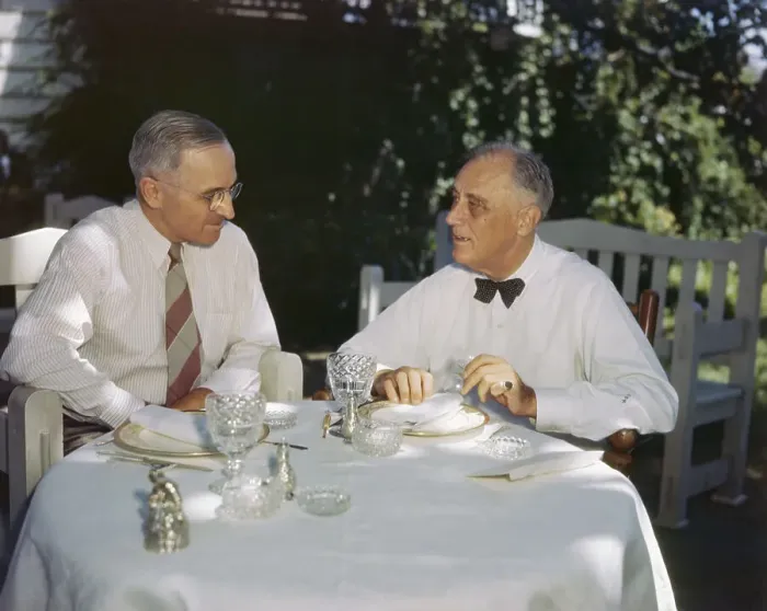 Framed Print : Harry Truman and Franklin Roosevelt Conversing Framed Print : Harry Truman and Franklin Roosevelt Conversing