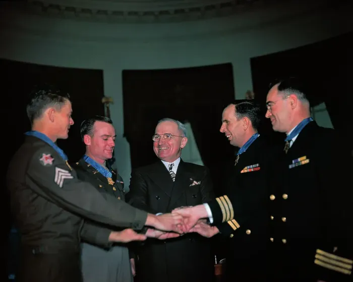Framed Print : Harry Truman and Officers Framed Print : Harry Truman and Officers
