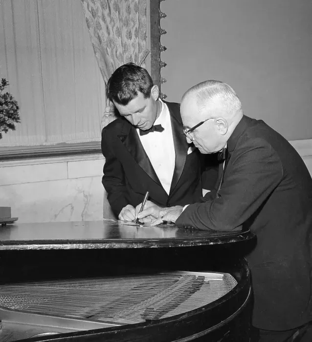 Framed Print : Harry Truman Signing an Autograph Framed Print : Harry Truman Signing an Autograph