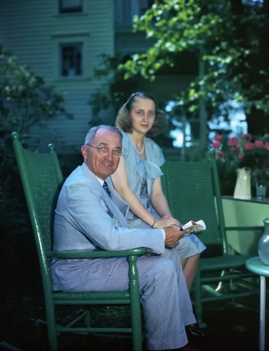 Framed Print : Harry Truman Sitting with Daughter Framed Print : Harry Truman Sitting with Daughter