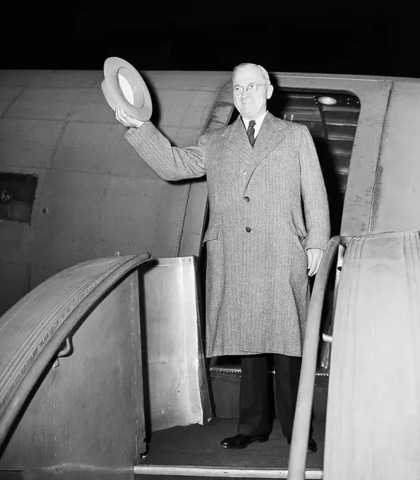 Framed Print : Harry Truman Stepping Off Of Plane Framed Print : Harry Truman Stepping Off Of Plane