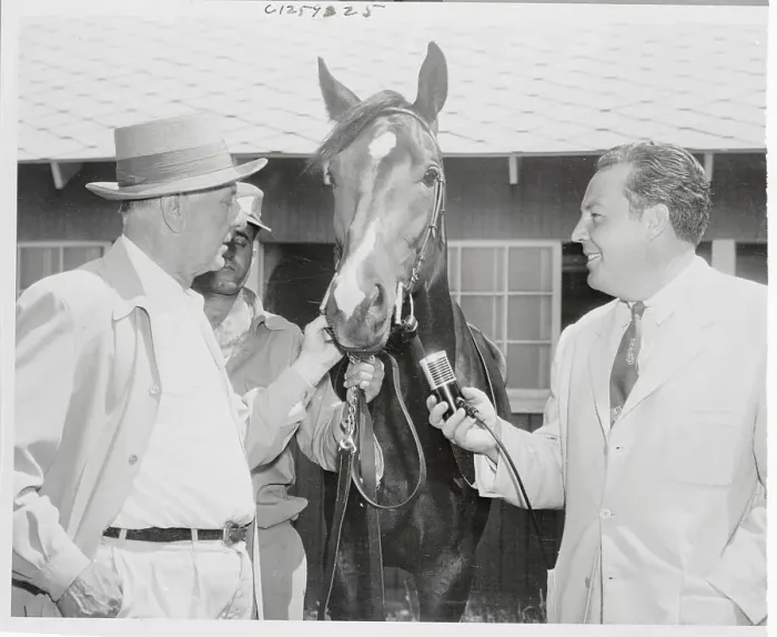 Framed Print : Harry Wismer Interviewing Racing Horse Framed Print : Harry Wismer Interviewing Racing Horse