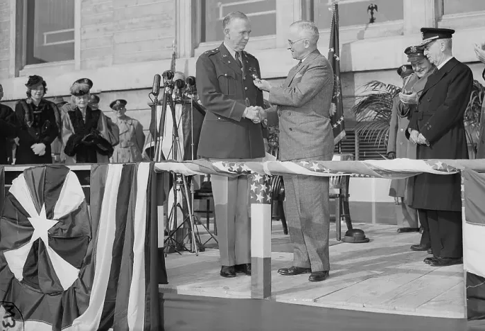 Framed Print : Harrys Truman Presenting Award to George C Marshall Framed Print : Harrys Truman Presenting Award to George C Marshall
