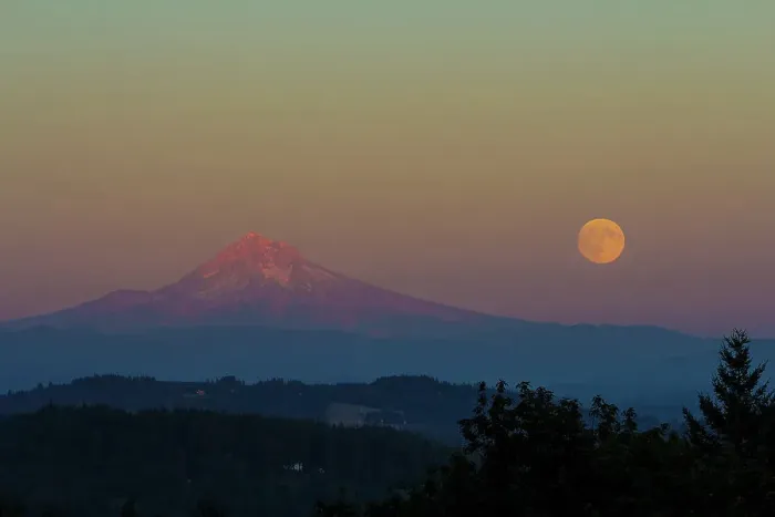 Framed Print : Harvest Moon over Mount Hood, Oregon Framed Print : Harvest Moon over Mount Hood, Oregon