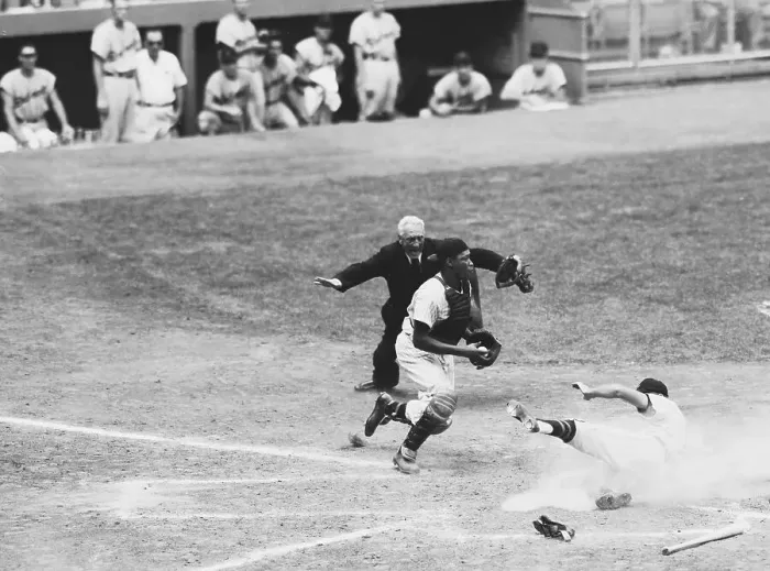 Framed Print : Harvey Kuenn Sliding into Home Plate Framed Print : Harvey Kuenn Sliding into Home Plate