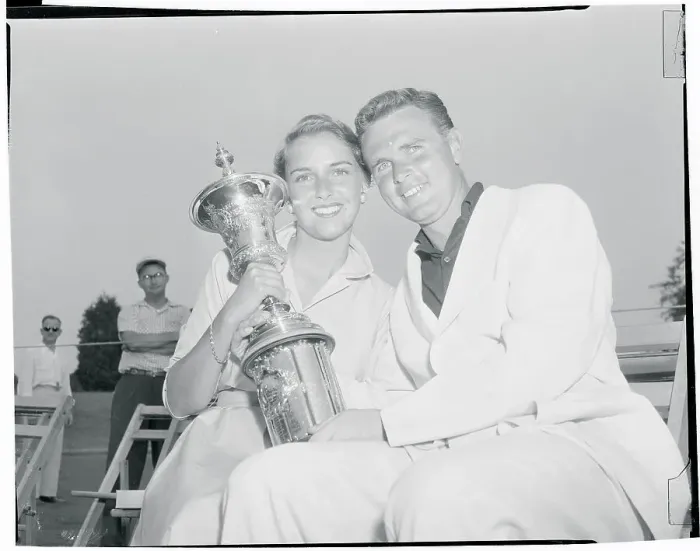 Framed Print : Harvie and Susan Ward Posing with a Trophy Cup Framed Print : Harvie and Susan Ward Posing with a Trophy Cup