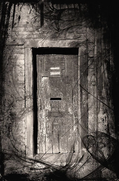 Haunted doorway. Grunge doorway, entrance to the haunted house