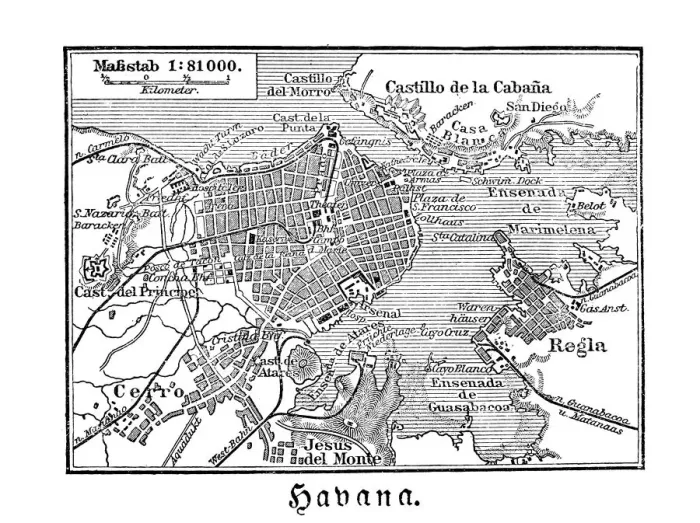 Framed Print : Havana map from 1888 Framed Print : Havana map from 1888