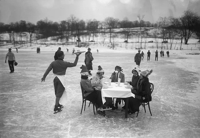 Framed Print : Having Dinner at Table on Ice Rink Framed Print : Having Dinner at Table on Ice Rink