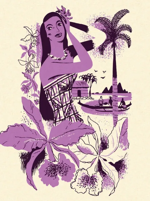 Framed Print : Hawaiian Woman and Flowers Framed Print : Hawaiian Woman and Flowers