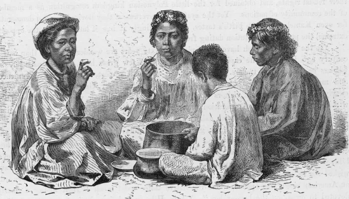 Framed Print : Hawaiian Women & Child Eating Poi Framed Print : Hawaiian Women & Child Eating Poi