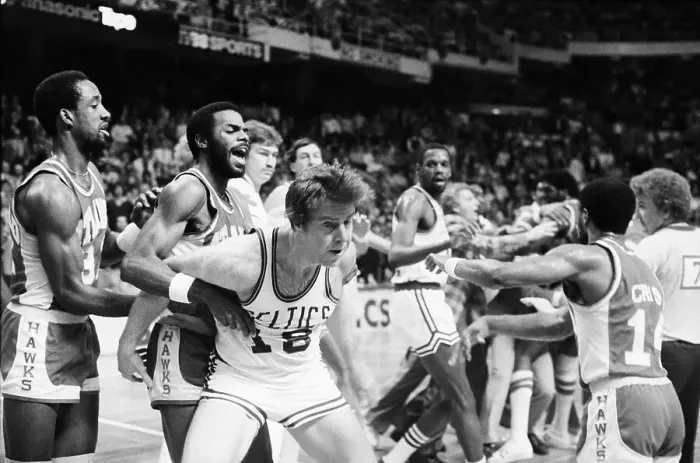 Framed Print : Hawks Player Restraining Dave Cowens Framed Print : Hawks Player Restraining Dave Cowens