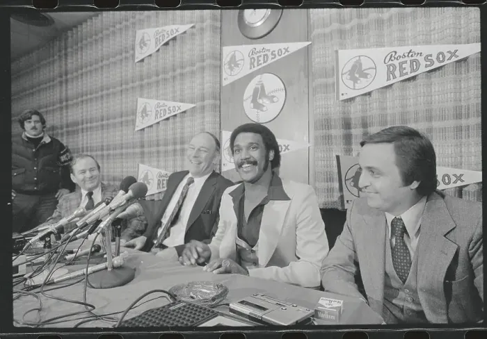 Framed Print : Haywood Sullivan Smiling with Jim Rice Framed Print : Haywood Sullivan Smiling with Jim Rice