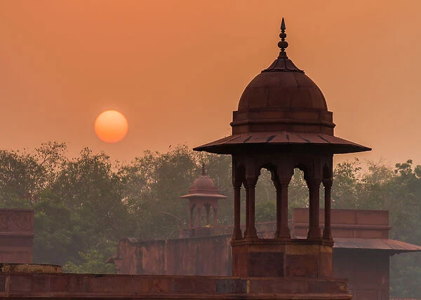 Hazy sunrise in India