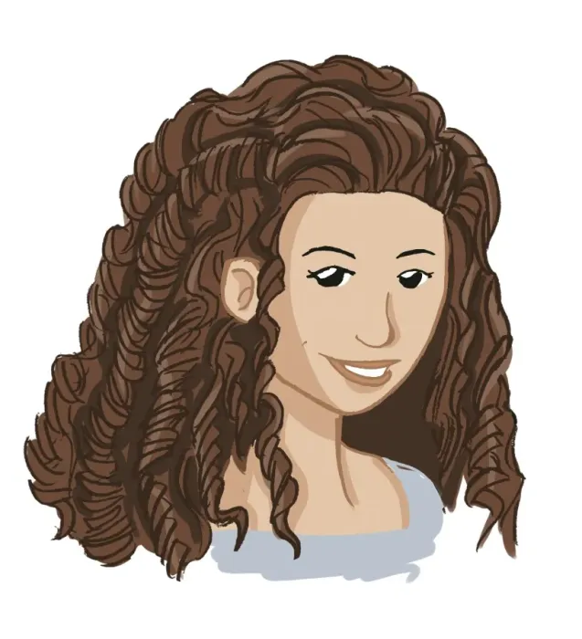 Framed Print : Head of girl with long brown hair dressed in ringlets