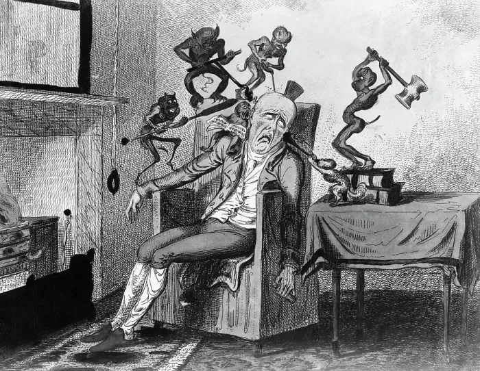Framed Print : The Headache By Cruikshank Framed Print : The Headache By Cruikshank