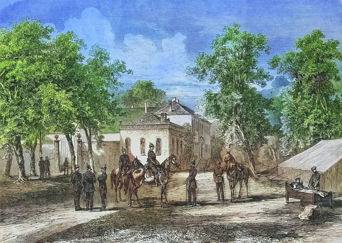 Framed Print : The headquarters of Prince Friedrich Carl zu Corny, near Metz, illustrated war history, German, French war 1870-1871, Germany, France Framed Print : The headquarters of Prince Friedrich Carl zu Corny, near Metz, illustrated war history, German, French war 1870-1871, Germany, France