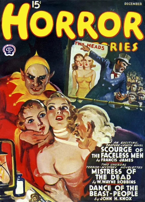 Framed Print : Two Heads. Horror Stories pulp magazine. December 1940 Framed Print : Two Heads. Horror Stories pulp magazine. December 1940