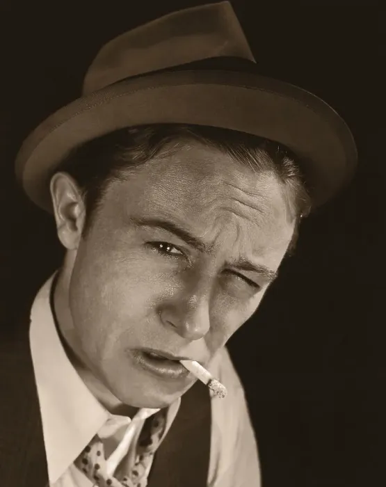Framed Print : HEADSHOT / MAN WEARING TRILBY HAT, SMOKING A CIGARETTE Framed Print : HEADSHOT / MAN WEARING TRILBY HAT, SMOKING A CIGARETTE