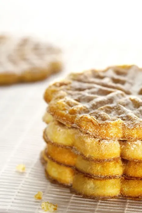 Framed Print : Heart-shaped waffles with powdered sugar Framed Print : Heart-shaped waffles with powdered sugar