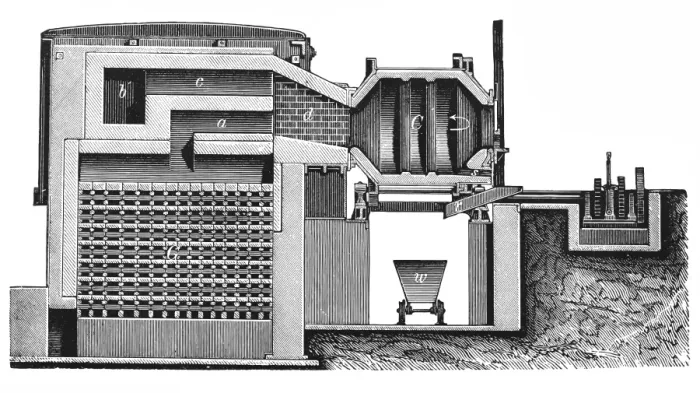 Framed Print : Heating Siemens, section of gasifier and oven Framed Print : Heating Siemens, section of gasifier and oven