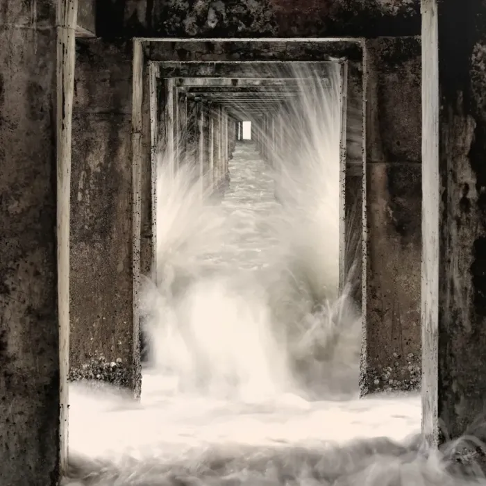 Framed Print : The heavy wave and the column of bridge Framed Print : The heavy wave and the column of bridge