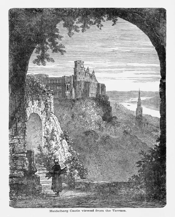 Framed Print : Heidelberg Castle Viewed from Terrace in Heidelberg, Germany Circa 1887 Framed Print : Heidelberg Castle Viewed from Terrace in Heidelberg, Germany Circa 1887