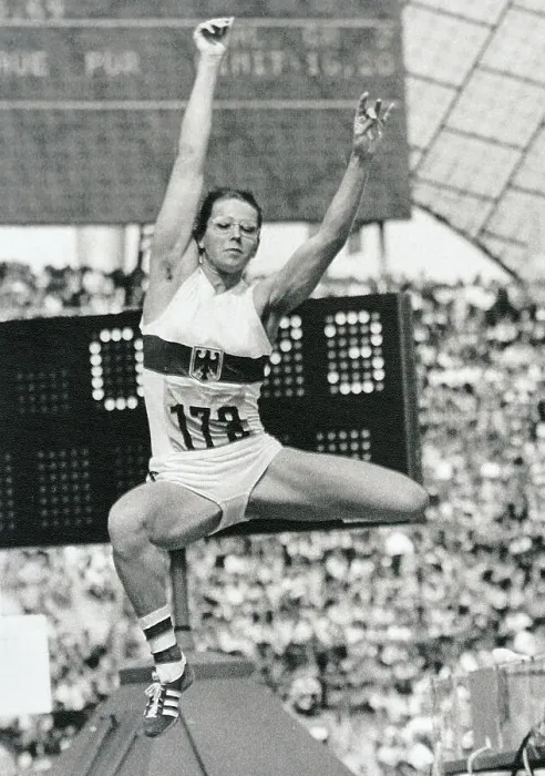Framed Print : Heidimarie Rosendahl Winning Long Jump