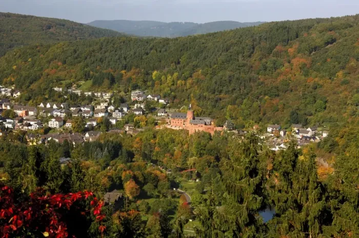 Framed Print : Heimbach on the Roer River, Rur River, Hengebach castle, autumn colored forests, Eifel National Park, North Rhine-Westphalia, Germany, Europe Framed Print : Heimbach on the Roer River, Rur River, Hengebach castle, autumn colored forests, Eifel National Park, North Rhine-Westphalia, Germany, Europe