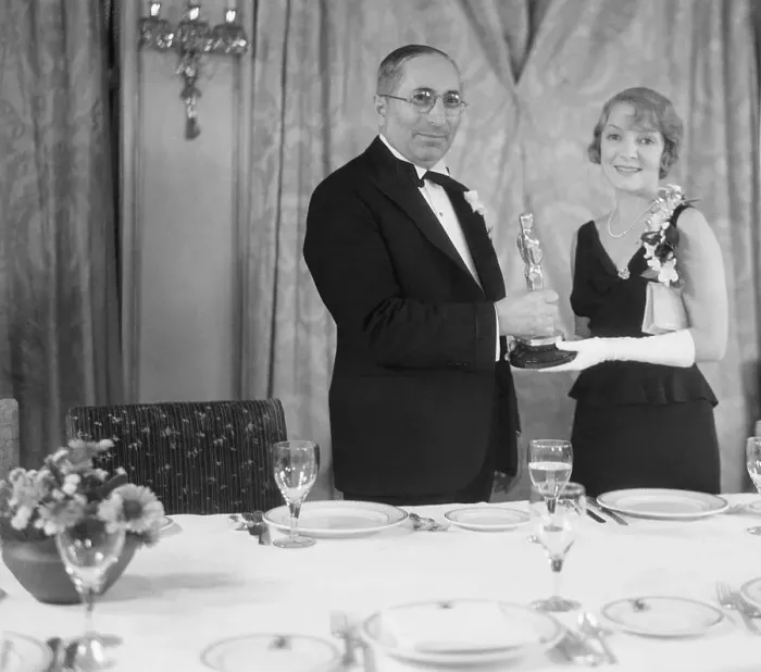 Framed Print : Helen Hayes and Louis Mayer Holding Oscar Award Framed Print : Helen Hayes and Louis Mayer Holding Oscar Award