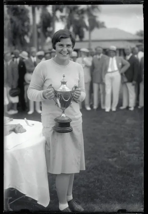 Framed Print : Helen Hicks Holding Golf Trophy Framed Print : Helen Hicks Holding Golf Trophy