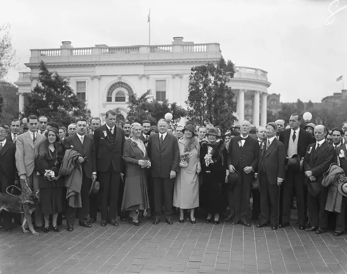 Framed Print : Helen Keller, Anne Sullivan Macy, Polly Thompson, President and Mrs. Hoover, and Others Posing Framed Print : Helen Keller, Anne Sullivan Macy, Polly Thompson, President and Mrs. Hoover, and Others Posing