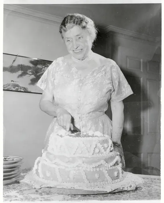 Framed Print : Helen Keller Cutting Cake Framed Print : Helen Keller Cutting Cake